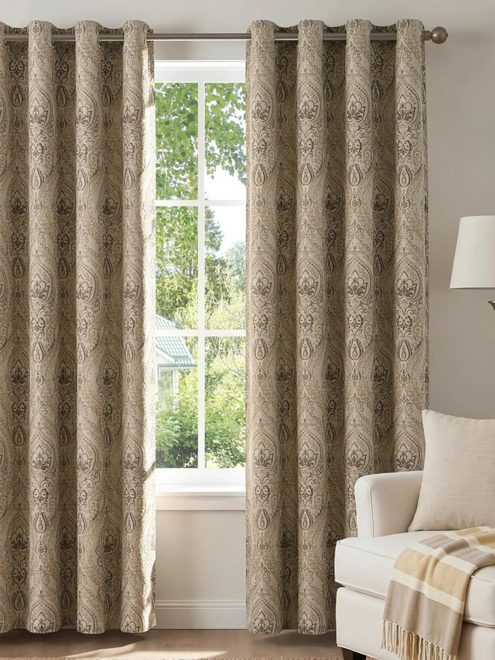Taupe Grommet-Top Window Curtains